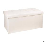 Atmosphera – Pouf pliant double Lysandre – Assise capitonnée – 75,7×37,5×38 cm – Beige