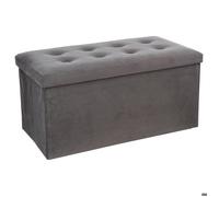Atmosphera - Banc Coffre Pliant 2 Places Lysandre Gris Velours, 76 cm, Capitonné - pour Chambre, Salon, Entrée
