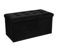 Atmosphera - Banc Coffre de Rangement Pliant Lysandre Noir Effet Velours - L 76 cm, Assise Capitonné - pour Salon, Chambre, Entrée