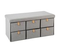 Pouf pliant double ""Suède"" gris 6 tiroirs - Atmosphera Créateur d'intérieur