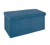 Pouf pliant double ""Tess"" velours bleu - Atmosphera createur d'interieur