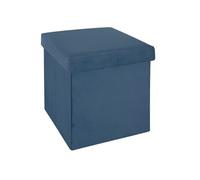 Pouf pliant en velours bleu Tess Atmosphera Bleu G
