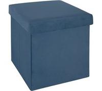 Pouf pliant en velours bleu Tess Atmosphera Bleu G
