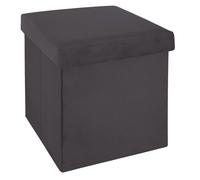 Pouf Pliant en Velours "Trend Tess" 38cm Gris Foncé