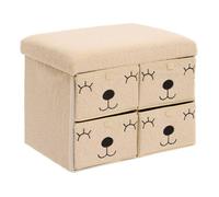 Pouf Pliant Enfant Ezzio Beige 4 Tirroirs 39x38x50 cm