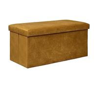 Atmosphera – Pouf pliant double Lilou en velours 76x38 cm Jaune ocre