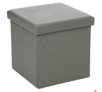 Atmosphera Pouf carré pliant en simili gris G