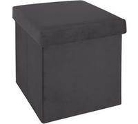 Pouf pliant gris Fonce en velours en Polyester - 38 x 38 Cm -PEGANE- Gris
