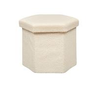 Atmosphera – Pouf pliant Jaiko hexa bouclette – Coffre, Ivoire