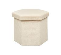 - Pouf pliant héxagonal en bouclette - Ivoire - JAIKO