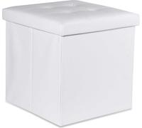 Pouf pliant L avec boutons - 38X38X38Cm Blanc