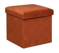 Pouf pliant ""Lilou"" en velours 38x38cm ambre - Atmosphera createur d'interieur