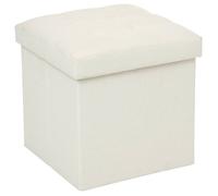 Atmosphera Pouf pliant Lysandre – Coffre, assise capitonnée, 38 x 38 cm – Beige