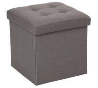 Atmosphera – Pouf coffre pliant Lysandre – Assise capitonnée 38×38 cm, Gris