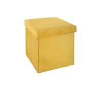 Pouf pliant moutarde en velours en Polyester - 38 x 38 Cm --