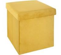 Pouf pliant moutarde en velours en Polyester - 38 x 38 Cm -PEGANE- Moutarde