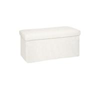 Atmosphera - Pouf pliant rectangulaire Ezzio - effet fourrure, bois - blanc