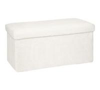 Atmosphera - Pouf pliant rectangulaire Ezzio - effet fourrure, bois - blanc