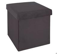Pouf pliant ""Tess"" velours gris - Atmosphera createur d'interieur