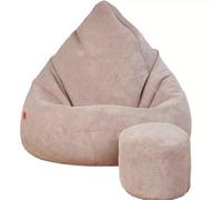 Pouf Poire avec Repose-Pieds Rose Poudré 80x80x110cm - Pouf Poire Enfant avec Remplissage - Velours Doux et Élégant - Bean Bag pour Chambre et Salon - Fauteuil Confortable pour Chambre Enfant