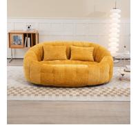 Pouf poire, canapé relax, fauteuil poire dossier haut, canapé pour adultes et enfants, fauteuil lounge moelleux (chenille jaune)