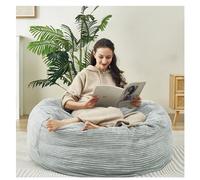 Pouf poire en mousse à mémoire de forme pour adultes et enfants, rembourrage inclus, tissu chenille gris ultra doux, utilisation pour le salon, enveloppe confortable (velours côtelé, 1,2 m)