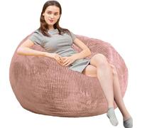 Pouf poire géant avec housse en fausse fourrure de lapin, 1,2 m, en mousse à mémoire de forme pour adultes/adolescents avec rembourrage, tissu en fausse fourrure ultra doux, canapé rond moelleux pour