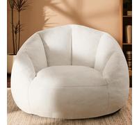 Pouf poire géant et confortable pour adultes avec large soutien dorsal, tissu en velours côtelé et rembourrage en mousse déchiquetée, siège rotatif en forme de coque pour chambre à coucher, salon