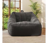 Pouf poire géant pour adultes, grand pouf confortable en velours côtelé avec sac à dos en forme de coquille, pouf en mousse à mémoire de forme pour petits espaces, meubles, canapés, salon, gris