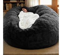 Pouf poire rond en fausse fourrure de luxe pour adultes, housse de meubles confortable pour salon et chambre à coucher, non rembourré, 130 x 60 cm, confortable et élégant