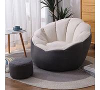 Pouf poire surdimensionné pour adultes et adolescents - Chaise longue confortable blanche et grise pour jouer, lire et se détendre - Parfait pour la maison et le bureau