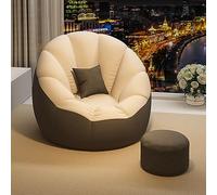 Pouf poire ultime sans remplissage, housse de canapé à dossier haut pour salon, chambre à coucher, salle de jeux, pouf confortable élégant blanc et gris