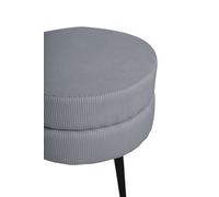 Pouf Pot 40x40x40 cm Velours côtelé Noir et gris, repose-pieds, ottoman,, pouf d'assise