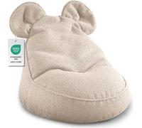 Pouf pour enfants "MIKI" avec oreilles - Confortable, Pouf Montessori pour chambre d'enfant (Beige,68/68/50 avec oreilles)