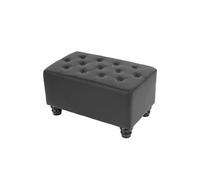 Pouf pour fauteuil de luxe lounge relax Chesterfield similicuir pieds ronds, noir