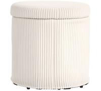 Pouf rangement 32 L pouf salon - HOMCOM - velours côtelé avec couvercle - charge max. 120 kg - pour couloir, chambre, salon - beige
