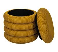 HOME DECO FACTORY - HD0425 Pouf Rangement Moderne Jaune, Assise Multifonctionnelle, Idéal pour Salon ou Chambre, Léger et Facile à Déplacer, 37x42x37 cm, Jaune