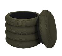 HOME DECO FACTORY, HD0427, Pouf Rangement Atome Kaki - Design Élégant et Pratique, Idéal pour Salon ou Chambre, Confort Optimal, Polyvalent, Facile à Entretenir - Taille 37x42x37 cm, Kaki