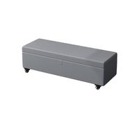 Pouf Rangement Coffre De Rangement Extra Long À roulettes Repose Pieds Et Bout De Lit Matière en Cuir Tabouret pour Salon Chambre Entrée(Gray,130x45x40cm)