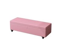 Pouf Rangement Coffre De Rangement Extra Long À roulettes Repose Pieds Et Bout De Lit Matière en Cuir Tabouret pour Salon Chambre Entrée(Pink,100x45x40cm)