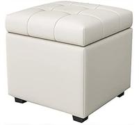 Pouf Rangement Repose Pieds Cuir Repose Pieds Haut Gamme Pouf Cube avec Rangement Tabouret Rangement Moderne(White,60x40x42cm)