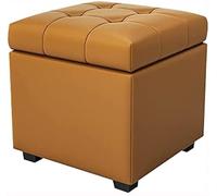 Pouf Rangement Repose Pieds Cuir Repose Pieds Haut Gamme Pouf Cube avec Rangement Tabouret Rangement Moderne(Brown,60x40x42cm)