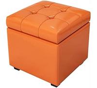Pouf Rangement Repose Pieds Cuir Repose Pieds Haut Gamme Pouf Cube avec Rangement Tabouret Rangement Moderne(Orange,80x40x42cm)