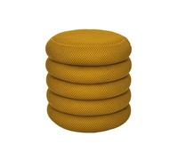 Pouf rangement rond en tissu texturé maille 3D jaune - ELECTRON - ALTOBUY