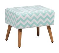 Pouf Rectangulaire 50 x 39 cm en Tissu Coton Blanc et Vert Motif à Chevron Mante
