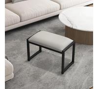 Pouf rectangulaire avec repose-pieds et banc à chaussures en métal - Tabouret de coiffeuse pour chambre à coucher, armoire, repose-pieds (beige, 40 cm)
