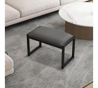 Pouf rectangulaire avec repose-pieds et banc à chaussures en métal - Tabouret de coiffeuse pour chambre à coucher, armoire, repose-pieds (gris foncé, 60 cm)