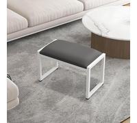 Pouf rectangulaire avec repose-pieds et banc à chaussures en métal - Tabouret de coiffeuse pour chambre à coucher, armoire, repose-pieds (gris foncé, 40 cm)