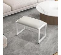 Pouf rectangulaire avec repose-pieds et banc à chaussures en métal, tabouret de coiffeuse pour chambre à coucher, armoire, repose-pieds (beige, largeur 40 cm)
