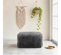 Pouf rectangulaire en peluche gris doux 80x75 cm hauteur 42 cm design nuage modulable